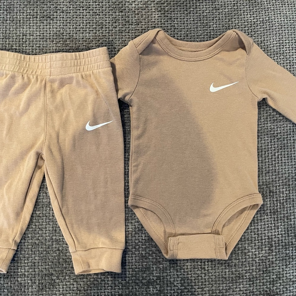 Nike Tan Baby Bodysuit and Pants Set